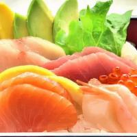 Chirashi Sushi · Assorted sliced raw fish on a bed of sushi rice.