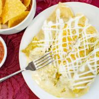 Lunch Enchiladas · Two enchiladas, chicken, ground beef, or cheese served with your choice of fresh-cut fries, ...