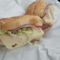 Italian · Our most popular sandwich! Ham, hard salami and cooked salami, with provolone cheese and Ita...