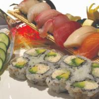 Sushi Regular · 8 pieces nigiri and California roll.