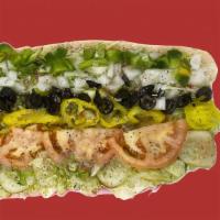 Half Veggie Sub (8 In) · White American Cheese, Lettuce, Tomatoes, Banana Peppers, Black Olives, Green Peppers, Pickl...