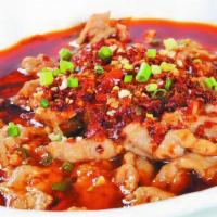 Szechuan Chili Beef Bowl水煮牛肉 · Hot and spicy.