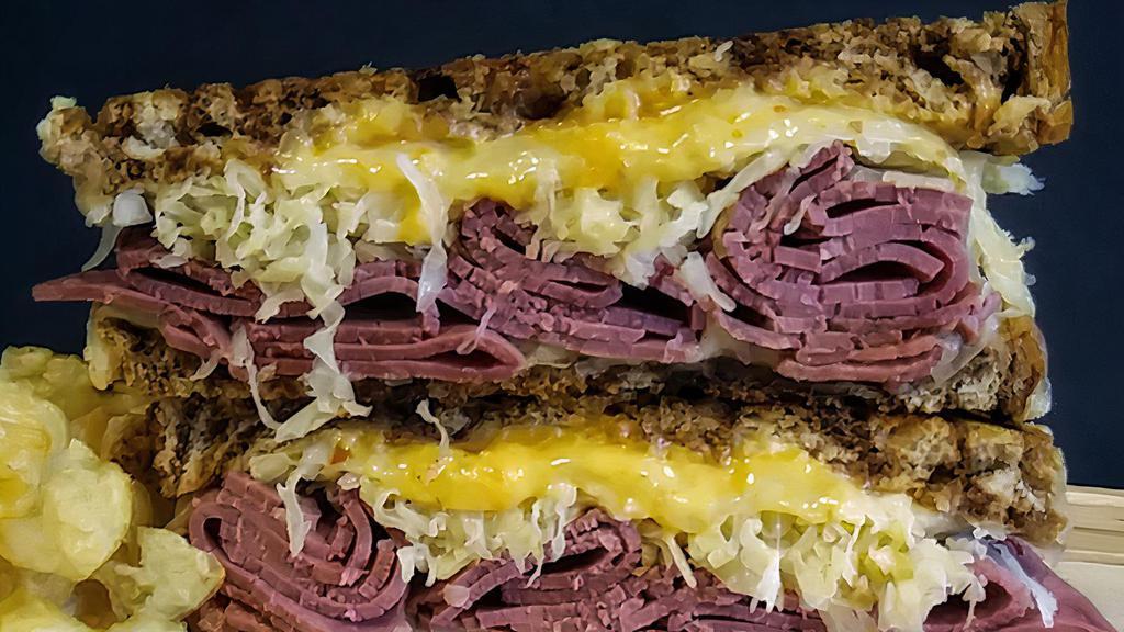 Reuben · A classic we perfected with lean corned beef, sauerkraut and 1000 Island dressing on marble rye.