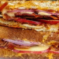 Apple Bacon And Cheddar · A customer fave! Italian panini bread topped with crisp bacon, Gala apples, red onion and a ...