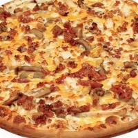 Small Alfredo Pizza · Alfredo Sauce, your choice of any. 3 pizza toppings.