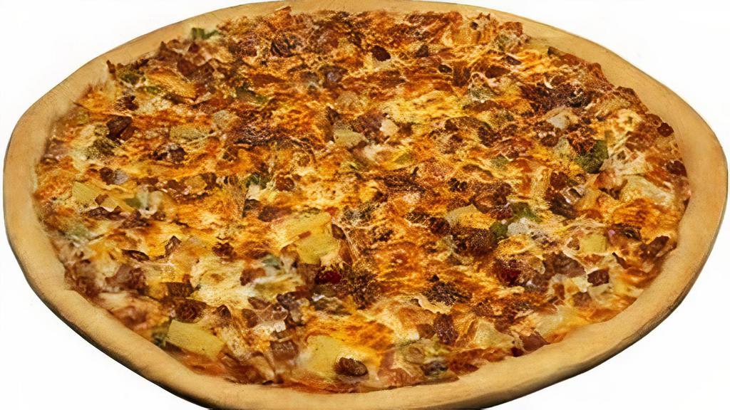 Large Chicken Teriyaki · Teriyaki Sauce, Chicken, Onion,. Green Pepper, Pineapple, Real Bacon. Pieces, Cheese Blend