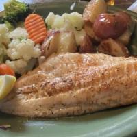 Northwoods Walleye · The quintessential Minnesota gourmet meals! Grilled walleye served on a bed of five-grain wi...
