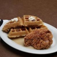Chicken & Waffle · One full Belgian waffle and your choice of: 5 chicken wings, 1 fried, boneless chicken breas...