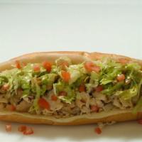 The Left Coast · Our chicken cheesesteak, with grilled onions, mozzarella cheese, fresh guacamole, chipped le...