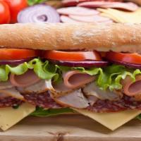 American Sub · Served on French Bread. Krakus Ham & Oven Roasted Turkey with your choice of American, Swiss...