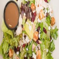 Apple Pecan Salad · Mixed Greens,  Gorgonzola, Candied Pecans, Apple Chips, Red Onions, White Balsamic Dressing