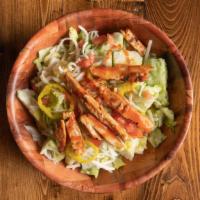 Buffalo Chicken Salad · Grilled chicken, buffalo sauce, lettuce, onion, tomato, banana peppers, mozzarella/provolone...