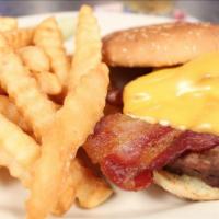 Bacon Cheeseburger · Angus Beef or Turkey with Thick-cut Bacon & American Cheese on a Kaiser Roll