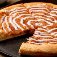 Apple Desert Pizza · Apple filling, cinnamon spread, with sweet icing