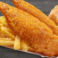 Cod Dinner (2) · 2 Cod fillets, your choice of side and biscuit.