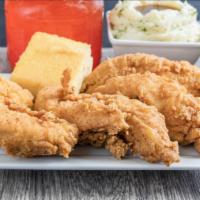 Chicken Tender Dinner (4 Pcs) · Fried golden brown and delicious chicken tenders in our special house recipe flour breading ...