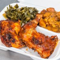 Bbq Chicken Leg 1/4 (1 Piece) · Succulent and Juicy chicken leg ¼’s, marinated in our house seasoning and baked in sweet tan...