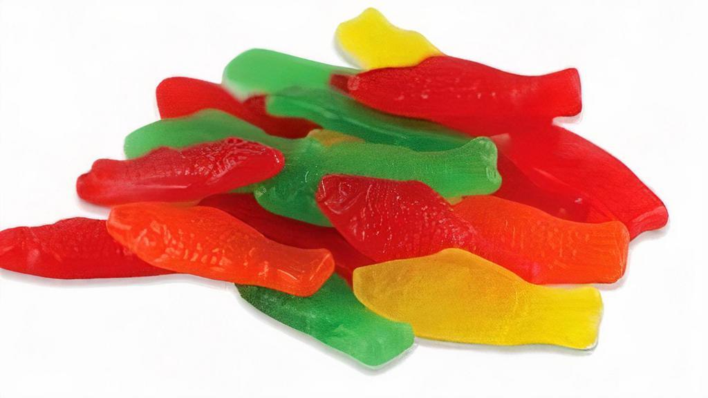 Swedish Fish Assorted · In addition to the original red, assorted Swedish fish come in yellow (lemon flavor), green (lime flavor), purple (grape flavor), and orange. Choose a half pound or one pound package.