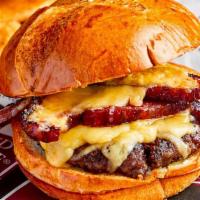 Smoked Gouda Bacon Melt Burger
 · Popular. ¼ pound of 100% Certified angus beef brand ground chuck, smoked gouda, sliced bacon...