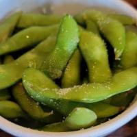 Edamame · Green soybean, boiled and lightly salted.