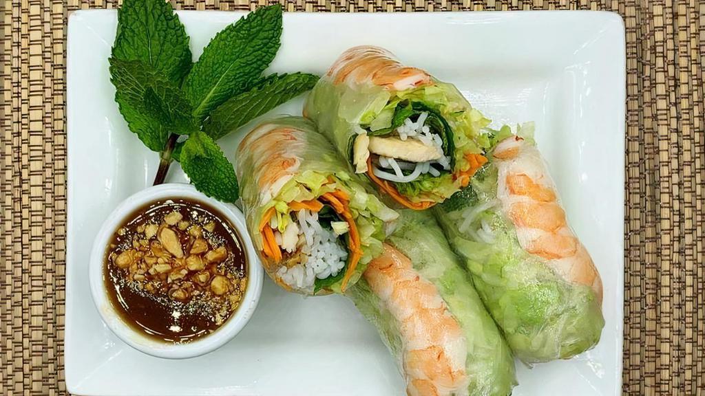 Spring Rolls · Fresh lettuce, mint, cilantro, carrots, and vermicelli noodles wrapped in rice paper. . Spring roll sauce: NOT GF or V & does not contain peanuts. Can be replaced with . Satay sauce: GF and Vegan, does contain peanuts.