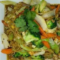 Egg Noodle · Stir-fried egg noodles, egg, onion, celery, cabbage, carrots, cauliflower, broccoli and cila...
