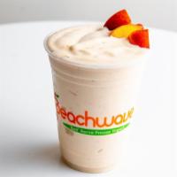 Peaches N' Cream Smoothie · 12 oz; A delightful splash of peach blanketed in silky vanilla froyo! Made with non-fat froz...