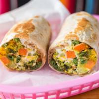 Chicken Verde Burrito · Includes beans, lettuce, sour cream, cheese and pico de gallo.