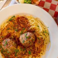 Spaghetti & Meatballs · Served with 2 meatballs