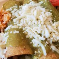 Enchilada Dinner · 3 corn tortillas rolled with your choice of meat or vegetables, covered with your sauce sele...