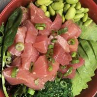 Hawaiian Bowl · Sushi rice, spring mix, tuna, crab salad, edamame, avocado, seaweed salad, green onion, jala...