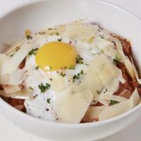 Grass-Fed Bolognese · Organic Spaghetti Squash | Organic Egg | Mixed Veggies | Bacon | Grass-Fed Beef | Grana Pada...
