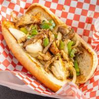 Chicken Philly & Fries · Grilled chicken, peppers, onions, mushrooms and cheese.
