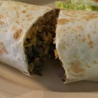 Burrito #2 · Burrito #2 comes with your choice of one meat (or no meat), beans, rice, onion, cilantro, so...