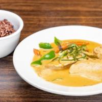 Panang Curry · Panang curry paste in coconut milk, bell pepper and kaffir lime leaves with a choice of prot...