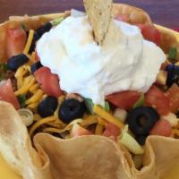 Taco Salad · Choose from ground beef, steak, chicken, pork or with no meat.