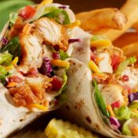 Kilkenny’S Country Chicken Wrap · Chicken tenders, lettuce, tomatoes, colby cheese and bacon wrapped in a flour tortilla with ...