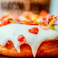 Yabba Dabba Doo · Vanilla dip topped with fruity pebbles cereal.
