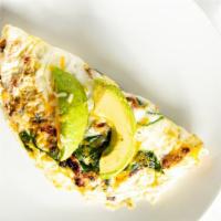 San Diego Omelette · Sun-dried tomatoes, avocado, fresh spinach and mushrooms with Monterey and Cheddar cheese.
