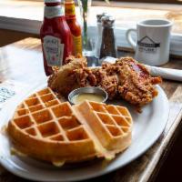 Chicken Waffles · A freshly made combination of chicken breast, leg and wing, marinated in Chef's own recipe a...