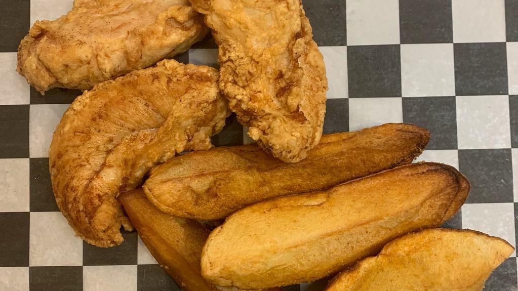 3 Chicken Strips & Side · Includes one dipping sauce.