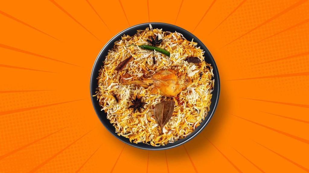 Aromatic Chicken Biryani · 34 oz. Long grain imported 'basmati' rice layered with a curry of tender chicken chunks cooked in our fabulous biryani masala and smoked. Served with a side of yogurt raita.