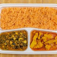Combo Special (Wednesday) · Chicken masala, saag paneer (spinach and cheese), basmati rice and soft drink.