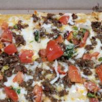 Fiestada Taco Pizza · Pillowy flatbread, salsa-ranch sauce, signature queso blend, pico de gallo and your choice o...