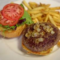Jucy Lucy  · Fries or fresh fruit.