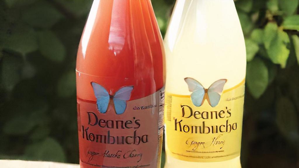 Deane'S Kombucha · No unnecessary ingredients…just kombucha culture, organic gunpowder green tea, organic cane sugar, and organic whole fruits/ herbs for individual flavors. Sugar is only used during primary fermentation to feed the culture. Made from kombucha culture, organic gunpowder green tea, organic cane sugar, and organic whole fruits/herbs for individual flavors.