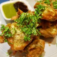 Vegetable Pakora · Vegan and gluten-friendly. Deep fried mix vegetable with chickpeas flour and spices.