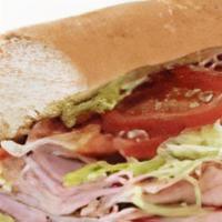 Italian Sub · Mortadella, Capicola, Genova Salami, Provolone Cheese, Italian Dressing., Lettuce, and Tomat...