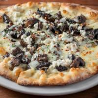 Funghi Pizza · roasted mushrooms, mozzarella, ricotta, red chili flakes