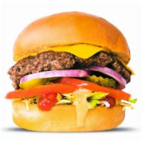 Cheese Burger · American cheese, lettuce, tomato, red onion, pickle, ketchup, famous sauce.